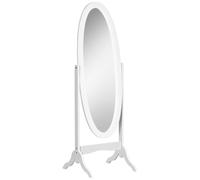 HOMCOM Miroir à Pied Ovale Style Shabby Chic Inclinaison réglable dim. 48L x 46l x 147H cm MDF Blanc