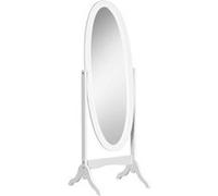 HOMCOM Miroir à Pied Ovale Style Shabby Chic Inclinaison réglable dim. 48L x 46l x 147H cm MDF Blanc
