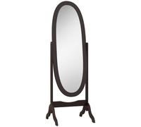 Miroir à pied ovale style shabby chic inclinaison réglable dim. 47L x 45l x 154H cm MDF chocolat