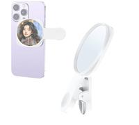 Miroir à selfie compact pour téléphone portable arrière - Clip universel pour iPhone 15/14/13/12 Android Samsung Smartphone Selfie Vlog Accessoires (blanc)