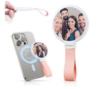Miroir à selfie magnétique pour téléphone, 6 mm d'épaisseur - Miroir de maquillage pour selfies et vidéos avec anneau de support en silicone, miroirs compacts magnétiques pour MagSafe, compatible avec