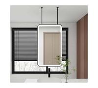 Miroir à suspendre rectangulaire à LED avec lumière réglable 3 couleurs, parfait pour le maquillage et le rasage, à la maison ou à l'hôtel (noir, 50 x 100 cm)