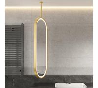 Miroir à Suspension Plafond LED Ovale Miroir avec Bouton Tactile 3 Couleurs Dimmable Eclairage - Miroir mural éclairé Noir pour Entrée/WC, Doré (40 cm x 60 cm)