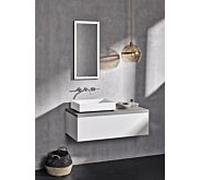 Miroir LED Alape SP.FR375.S1, rectangulaire, L : 375mm, H : 800mm, P : 40mm, intensité lumineuse variable, 6740001899, Couleur: Noir Mat