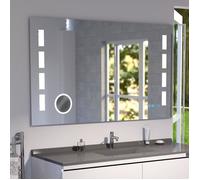 Miroir anti-buée EXCELLENCE 120x80 cm - éclairage intégré à LED, interrupteur sensitif, loupe et heure