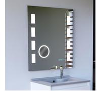 Miroir anti-buée EXCELLENCE 70x80 cm - éclairage intégré à LED, interrupteur sensitif, loupe et heure