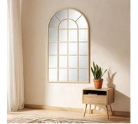 Miroir arcade industriel doré en métal 110 x 65 cm - À poser ou suspendre
