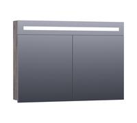 Miroir Armoire BRAUER Promise - 100x70x15cm -- avec éclairage direct - 2 portes miroir unilatérales - Bois flotté SK-PR100DR