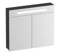 Miroir Armoire BRAUER Promise - 80x70x15cm - avec éclairage 2 portes miroir Bois Anthracite SK-PR80TA