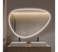 Miroir asymétrique éclairage organique LED et antibuée largeur 140 cm et hauteur 75 cm