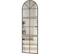 HomCom Miroir mural arqué – 60 x 180 cm – cadre métallique, forme fenêtre – noir