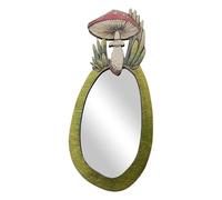 Miroir avec cadre champignon - Miroir irrégulier réaliste - Cadre en bois décoratif fait à la main - Réflexion HD claire - Crochet de suspension - Miroir mural vintage pour chambre à coucher, entrée