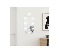 Miroir avec éclairage LED 80x40 cm Verre Ovale