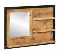 Miroir avec Étagères Maquillage Toilette Verre et Bois Massif Manguier vidaXL