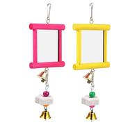 Miroir balançoire Poulet - 21 x 10 x 4 cm, Jouet d'activité en coopérative avec Accessoire de picage, Divertissement Multifonctionnel sûr | Aire de Jeux extérieure pour Coq et Poule en liberté, Jouet