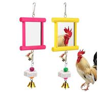 Miroir Balançoire pour Poulailler, Pierre à Picorer avec Miroir pour Affûtage du Bec, Accessoires Sécurisés Multifonctions pour Jardin et Extérieur