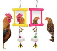Miroir Balançoire pour Poulailler | Pierre à Picorer avec Miroir pour Affûtage du Bec,Sécurisé Multifonction Divertissement Volailles Jardin Ferme Espace Extérieur
