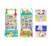 Miroir Bébé Pliable, Livre Tissu Bébé Noir et Blanc, Livre Jouets Sensoriels à Contraste élevé pour bébés avec Livre en Tissu Froissé et Anneau de Dentition, Miroir Jouet d'Éveil Bébé 0-12 Mois