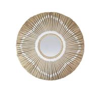 Miroir Bohème ⌀60cm en Paille | Tissage Naturel Blanc
