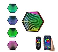Miroir carré Infinity 30 cm lumière changeante LED 3D Veilleuse sensorielle Infinity pour la maison, le bureau, le salon, la décoration de fête