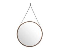 Angel Cerdá - Miroir Rond Suspendu avec Cadre en Bois de Noyer et Sangle en Cuir - Grand Miroir Décoratif - Polyvalent pour Mur -Matériaux Résistants- Ø75 x 3 cm