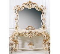 Miroir classique Console de maquillage Table blanche en bois Meubles de chambre 2pcs