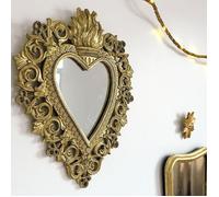 Miroir coeur Ex-voto grand modèle doré arabesque