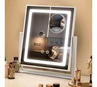 Miroir Coiffeuse avec lumière LED Miroir Hollywood avec 3 Modes D'éclairage Couleur Miroir Coiffeuse Lumineux avec Miroir Détachable Grossissement 10x Miroir détaillé 25x33 cm