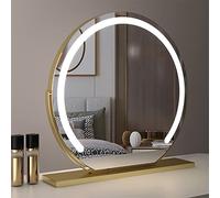 Miroir Coiffeuse LED, Miroir LED Coiffeuse Contrôle Tactile Miroir Lumineux, Miroir Coiffeuse 3 Modes de Couleur Contrôle Tactile, Miroir de Table cosmétique Rotatif à 360° avec lumières ( Color : Bri