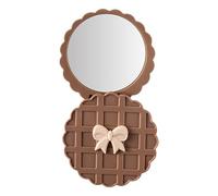 Miroir compact gaufré - Miroir de voyage - Outil de maquillage rond - Accessoires cosmétiques pour coiffure, selfie, activités de plein air, shopping, trajets quotidiens, vérification de l'apparence