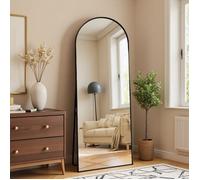 Miroir Complet arqué 177x77, Grand Miroir de Sol Pleine Longueur, Minimaliste sur Pied, Bombé et Suspendu, pour Chambre Salon, Noir
