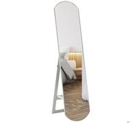HOMCOM Miroir sur Pied arqué 150 cm, Grand Miroir avec étagère de Rangement, Montage Mural ou sur Pied, pour Chambre, entrée, Couloir, Blanc