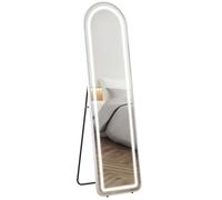 HOMCOM Miroir Complet arqué, Miroir Pleine Longueur LED, 150 x 40 cm, 3 Couleurs de lumière réglables, avec Interrupteur Tactile, Fonction mémoire, monté Mural, sur Pied ou incliné, Argent