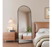 Miroir complet bombé, 162 x 53 cm, miroir sur pied incurvé, miroir mural sur toute la longueur, avec cadre en aluminium, convient pour la chambre à coucher et le salon, noir