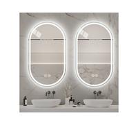 Miroir Connecté Murale Sans Cadre 60x90cm Oval Anti-Buée Écran Tactile Auto-Éclairant Salle de Bain
