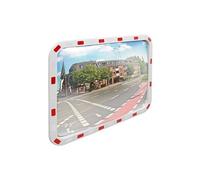 ECD Germany Miroir de Circulation Convexe - 60 x 80 cm - en Plastique ABS - Rétroviseur de Rue - avec Réflecteurs - Support Inclus - Miroir de Signalisation - Miroir de Sécurité - Forme Rectangulaire