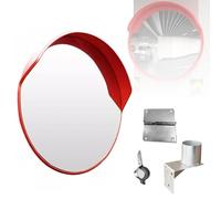 Miroir convexe réglable pour allée avec chapeau haute visibilité Rouge Sécurité pour parkings routes et garages - Miroir œil de poisson avec support mural
