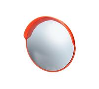 ECD Germany Miroir de Circulation Convexe Ø45 cm Rouge Plastique PC Support Pivotant Inclus Rétroviseur Incassable Rue Miroir Signalisation Sécurité Panoramique Surveillance Extérieur Angle 130-160°