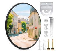 Miroir convexe rond de 30 cm avec support, grand angle de 130 ° pour garage, allée, entrepôt, miroir de rue, miroir de sortie et aide au stationnement, miroir parabolique, miroir de garage extérieur