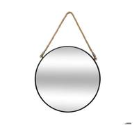 Miroir ""Corde"" métal noir D38cm - Atmosphera Créateur d'intérieur