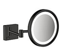 Hansgrohe Miroir cosmétique AddStoris 41790670 – grossissement x3, éclairage LED, fixation murale, noir mat