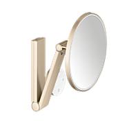 KEUCO iLook_move Miroir de soins de beauté, éclairé, rond, couleur de lumière réglable à plusieurs niveaux, panneau de commande en verre, 17612039002, Couleur: Bronze brossé