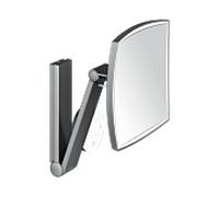 KEUCO iLook_move Miroir de soins de beauté, éclairé, angulaire, couleur de lumière réglable sur plusieurs niveaux, panneau de commande en verre, 17613139002, Couleur: Chrome noir brossé