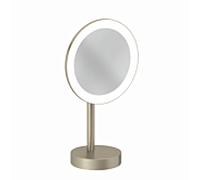 Miroir cosmétique LED Kludi VELA R 58995N5F, grossissement x3, sur pied, finition nickel brossé en acier inoxydable