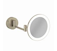 Miroir cosmétique LED Kludi VELA R 58995N5W, grossissement x3, fixation murale, finition nickel brossé inoxydable