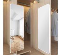 Miroir D’Armoire Miroir Coulissant Intérieur Invisible Miroir Pleine Longueur Miroir Rotatif Intégré Rail Coulissant Miroir Télescopique Pliant, Blanc, 120 * 35