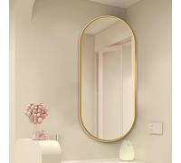 Miroir d'angle de salle de bain miroir de salle de bain avec cadre en métal Miroir mural ovale avec support pivotant Miroir de maquillage anti-explosion pour installation d'angle