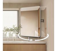 Miroir d'angle De Salle De Bain, Miroir Rectangulaire Pivotant avec Cadre en Métal Brossé, Bras Extensible Pivotant, Grand Miroir Inclinable, Vertical Et Horizontal., Silver, 50x70cm