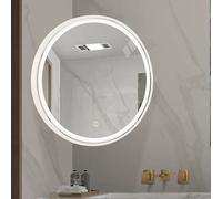 Miroir d'angle LED à intensité variable, pivot mural rond avec métal E, 3 couleurs de lumière, bras extensible pivotant, 50 x 50 cm / 19.7x19.7in, décoration d'intérieur moderne