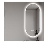 Miroir d'angle LED, Miroir de Salle de Bain avec Support pivotant à 360° | Miroir mural ovale avec cadre en métal, 3 couleurs à intensité variable, télescopique, rotatif(White,40x70cm)